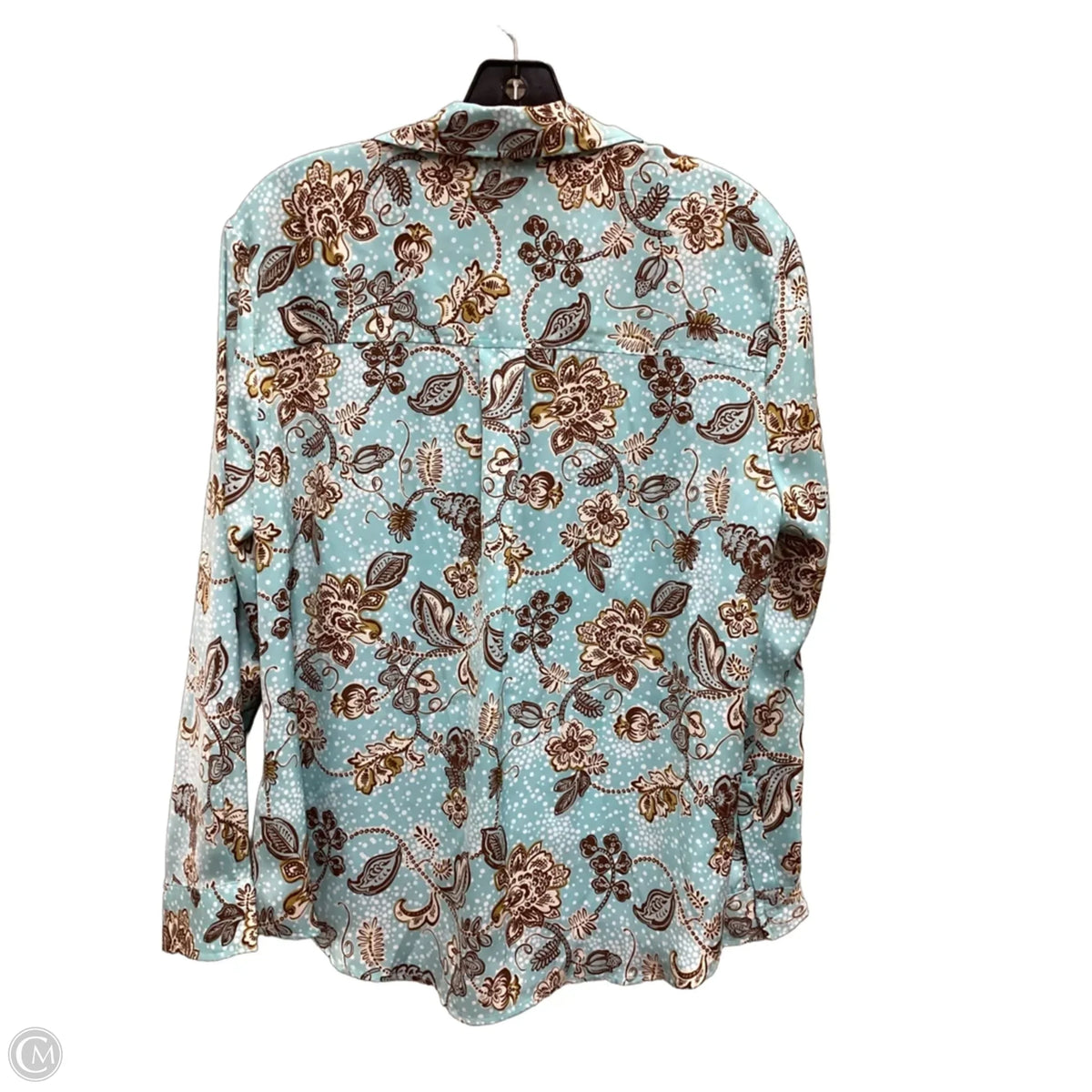 Blouse Long Sleeve By Liverpool In Blue & Brown, Size: L