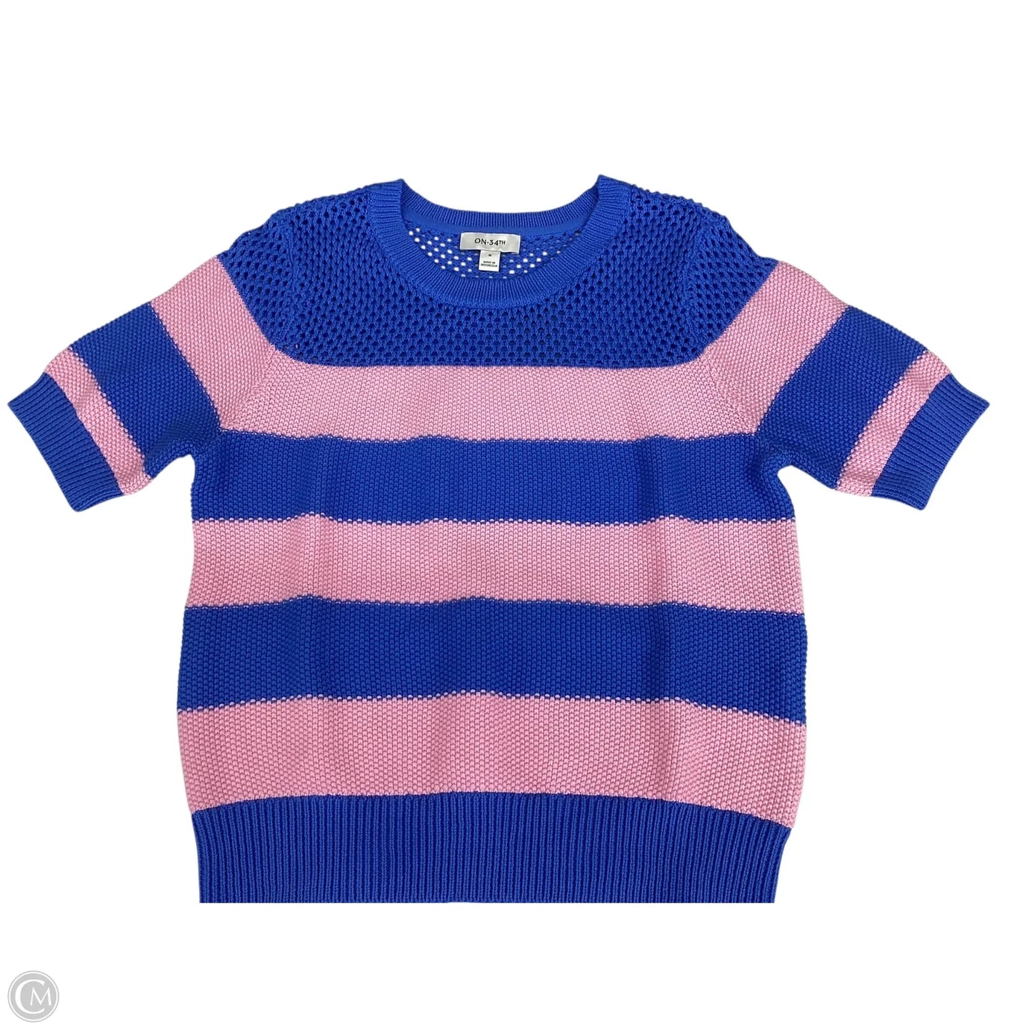 Sweater Short Sleeve By Clothes Mentor In Blue & Pink, Size: M