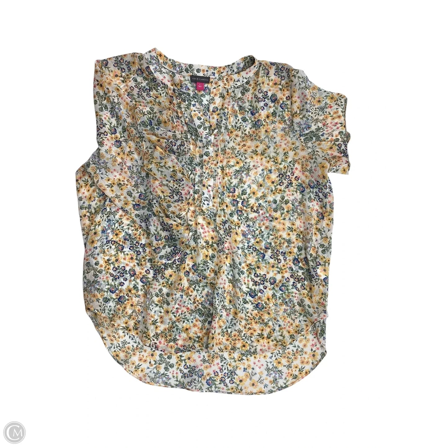 Blouse 3/4 Sleeve By Vince Camuto In Floral Print, Size: L