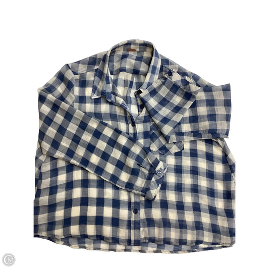 Blouse Long Sleeve By Free People In Blue & White, Size: S