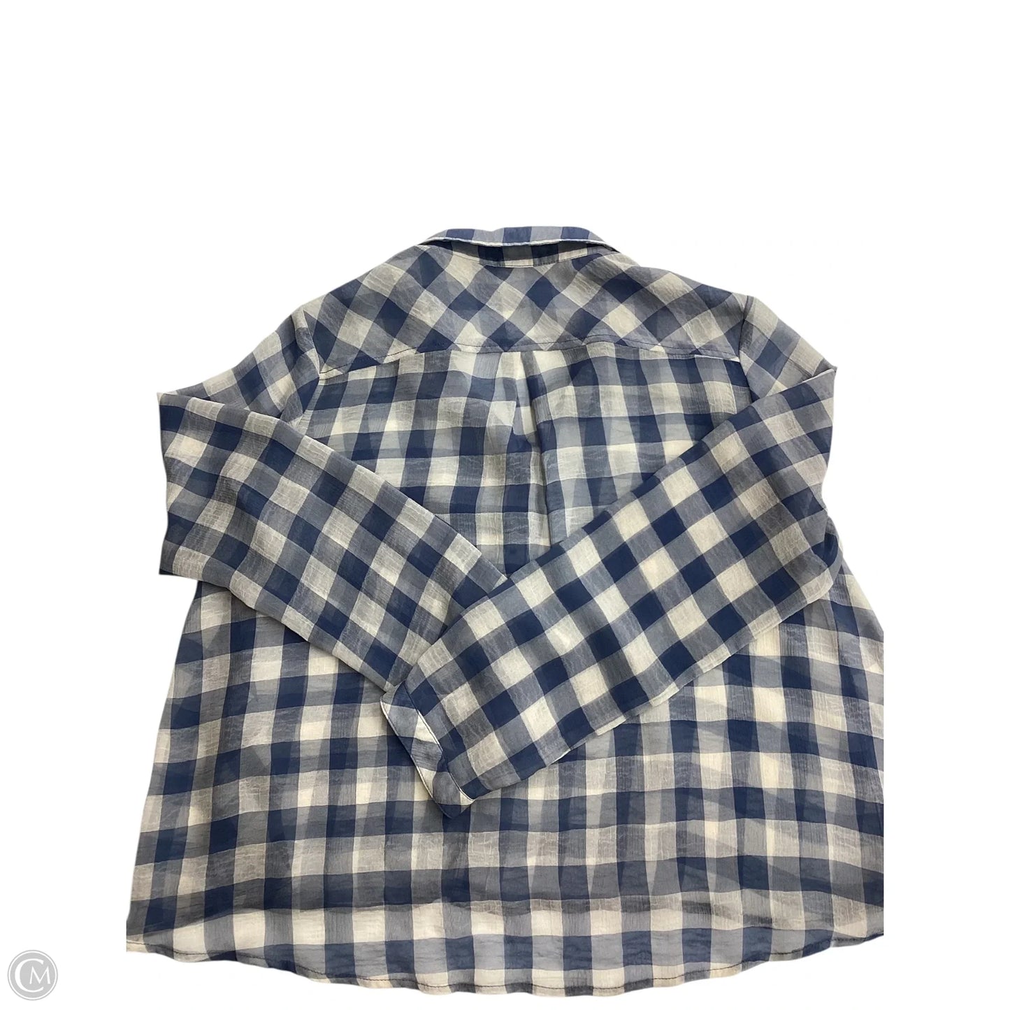 Blouse Long Sleeve By Free People In Blue & White, Size: S