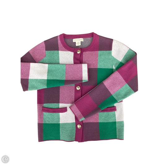 Sweater Cardigan By Cynthia Rowley In Green & Pink, Size: Xs