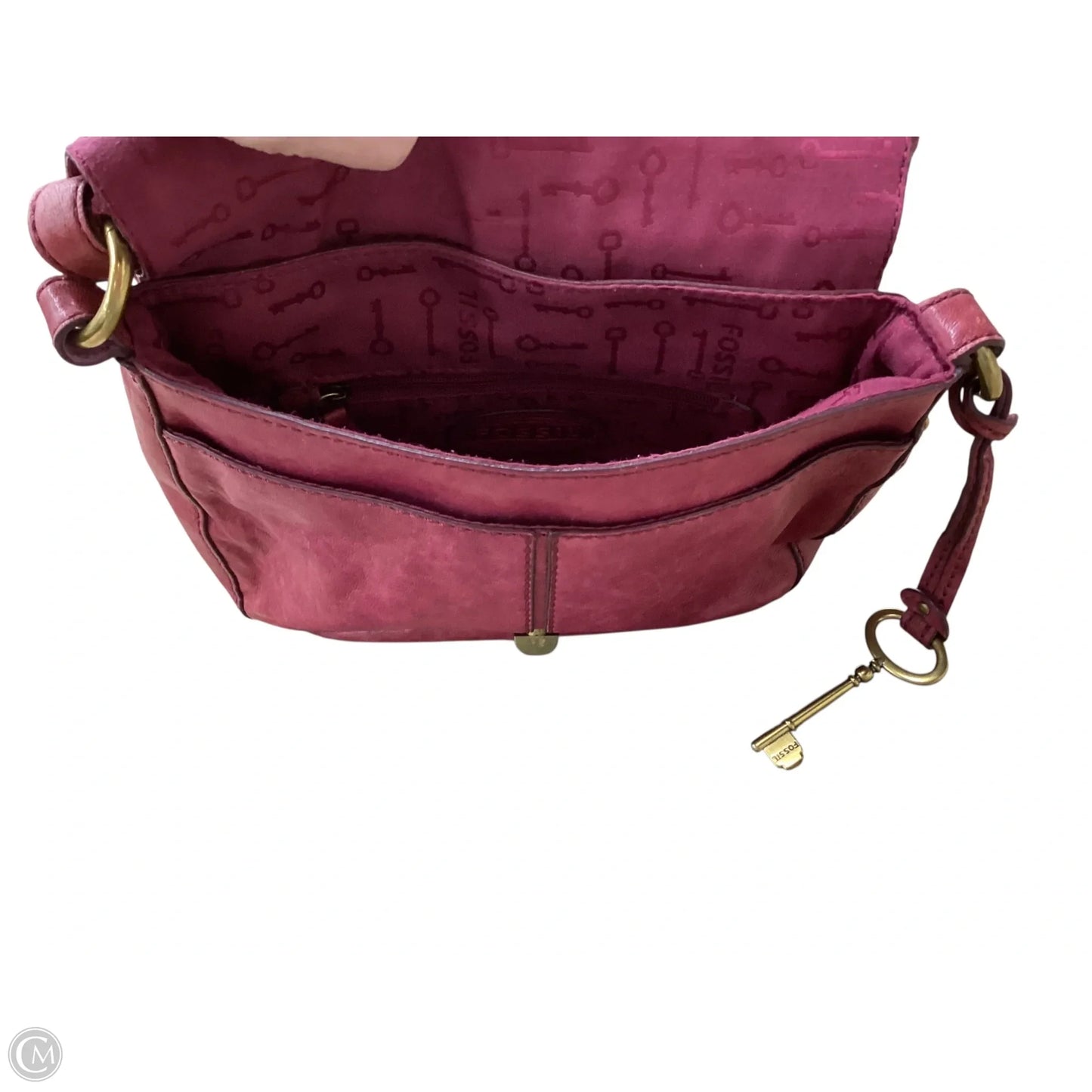 Crossbody Leather By Fossil, Size: Small