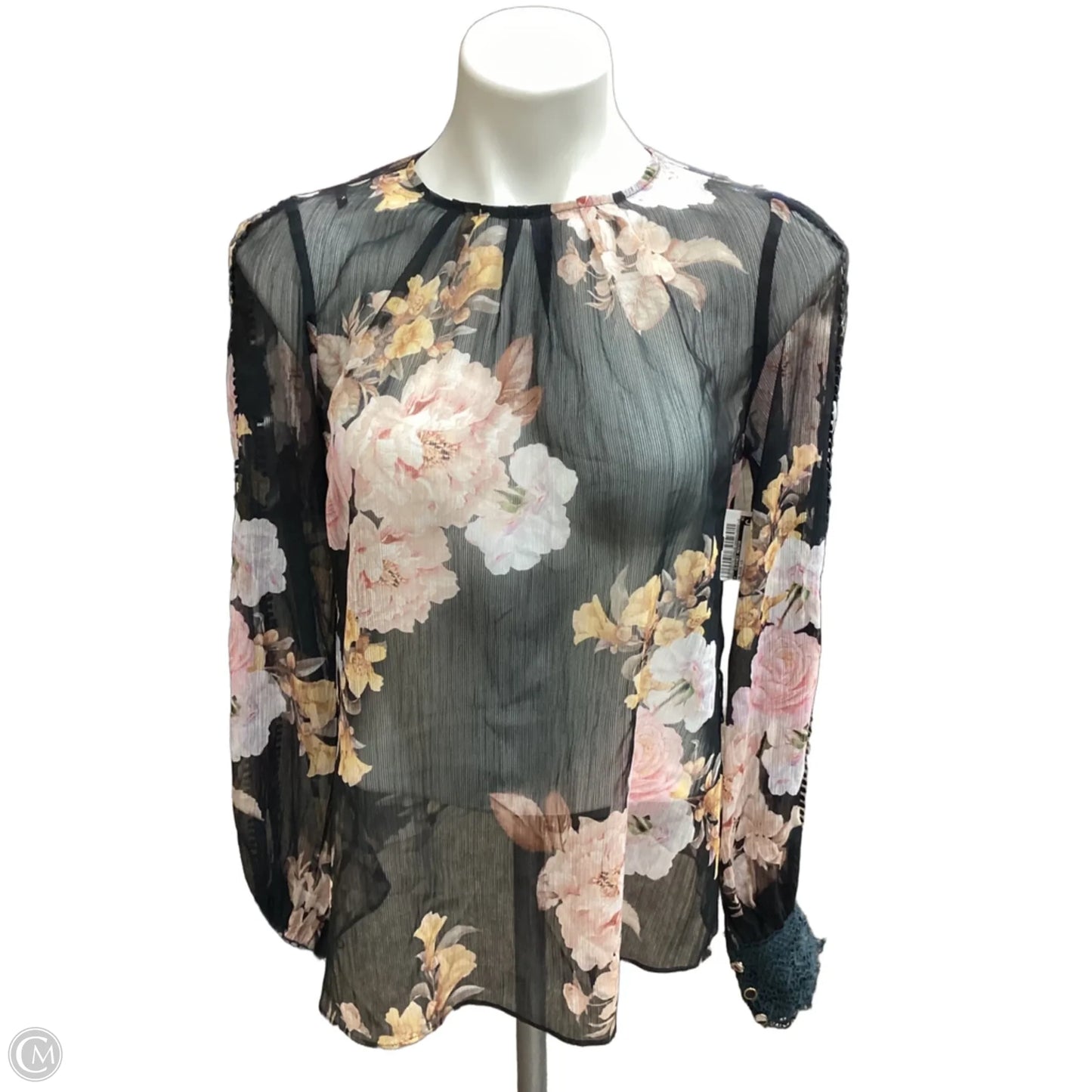 Blouse Long Sleeve By Clothes Mentor In Black, Size: 6
