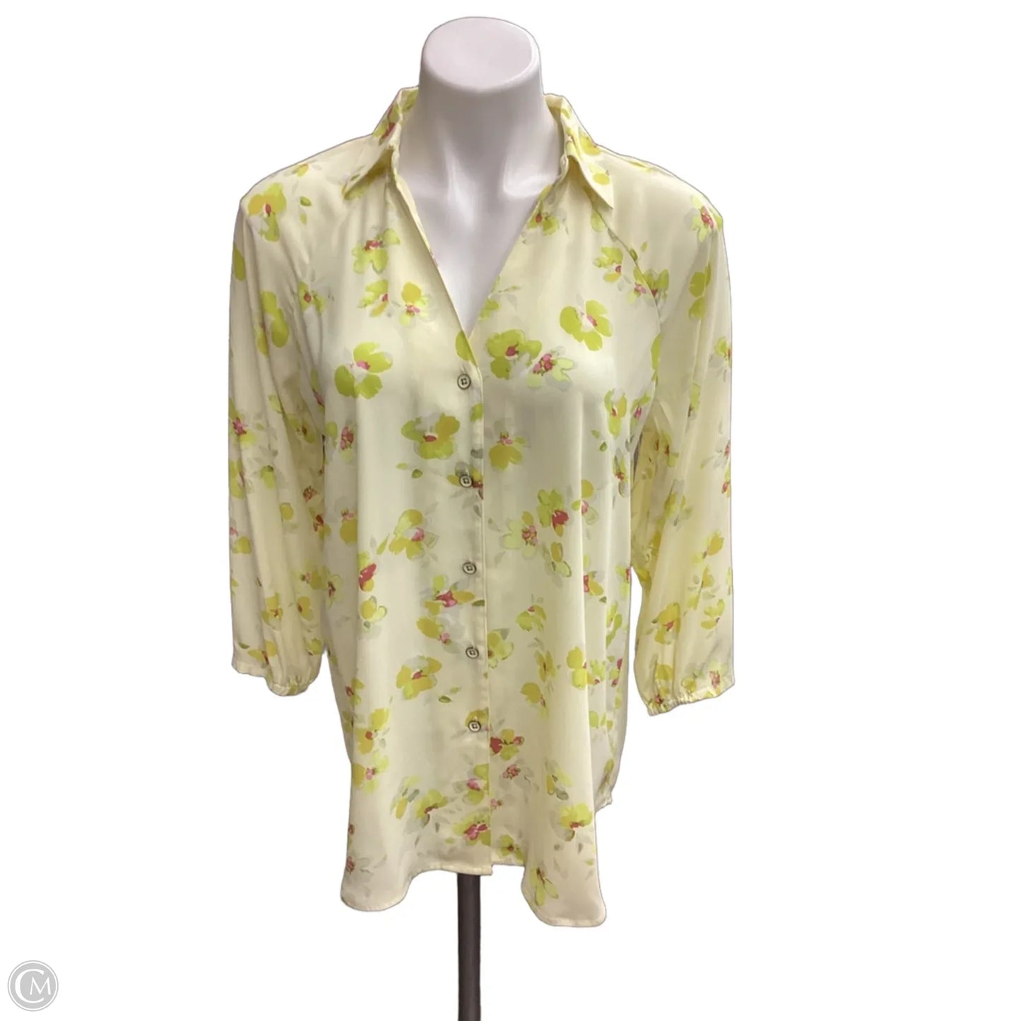 Blouse 3/4 Sleeve By Cabi In Yellow, Size: S