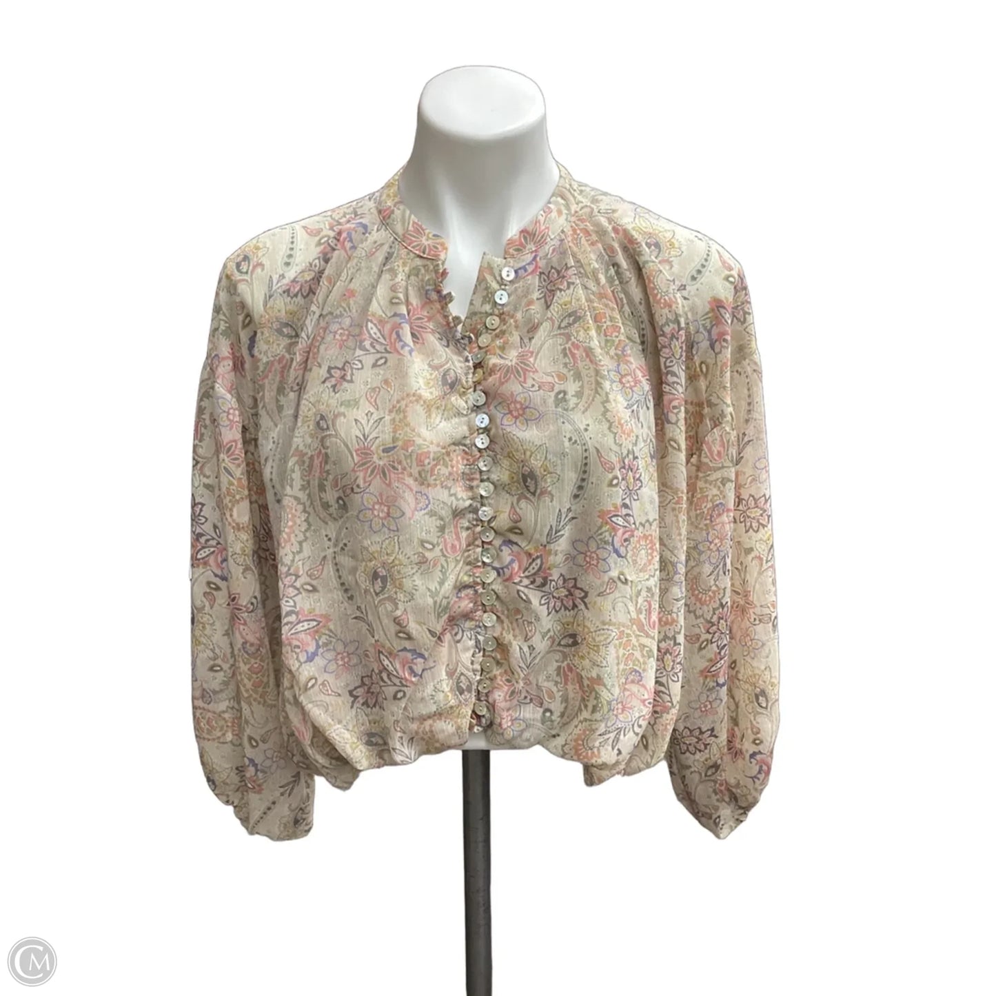 Blouse Long Sleeve By Dress Forum In Tan, Size: S