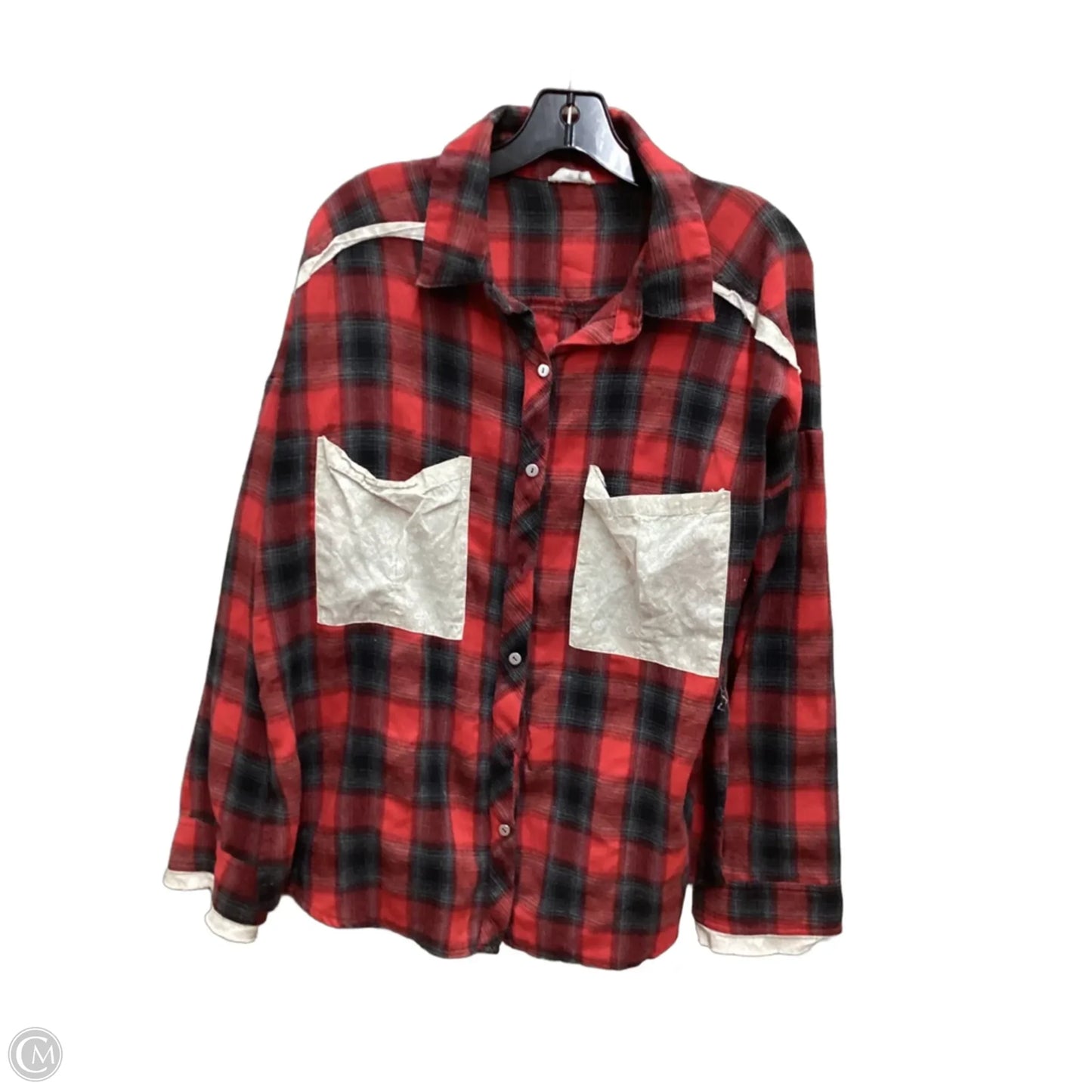 Top Long Sleeve By Pol In Plaid Pattern, Size: S