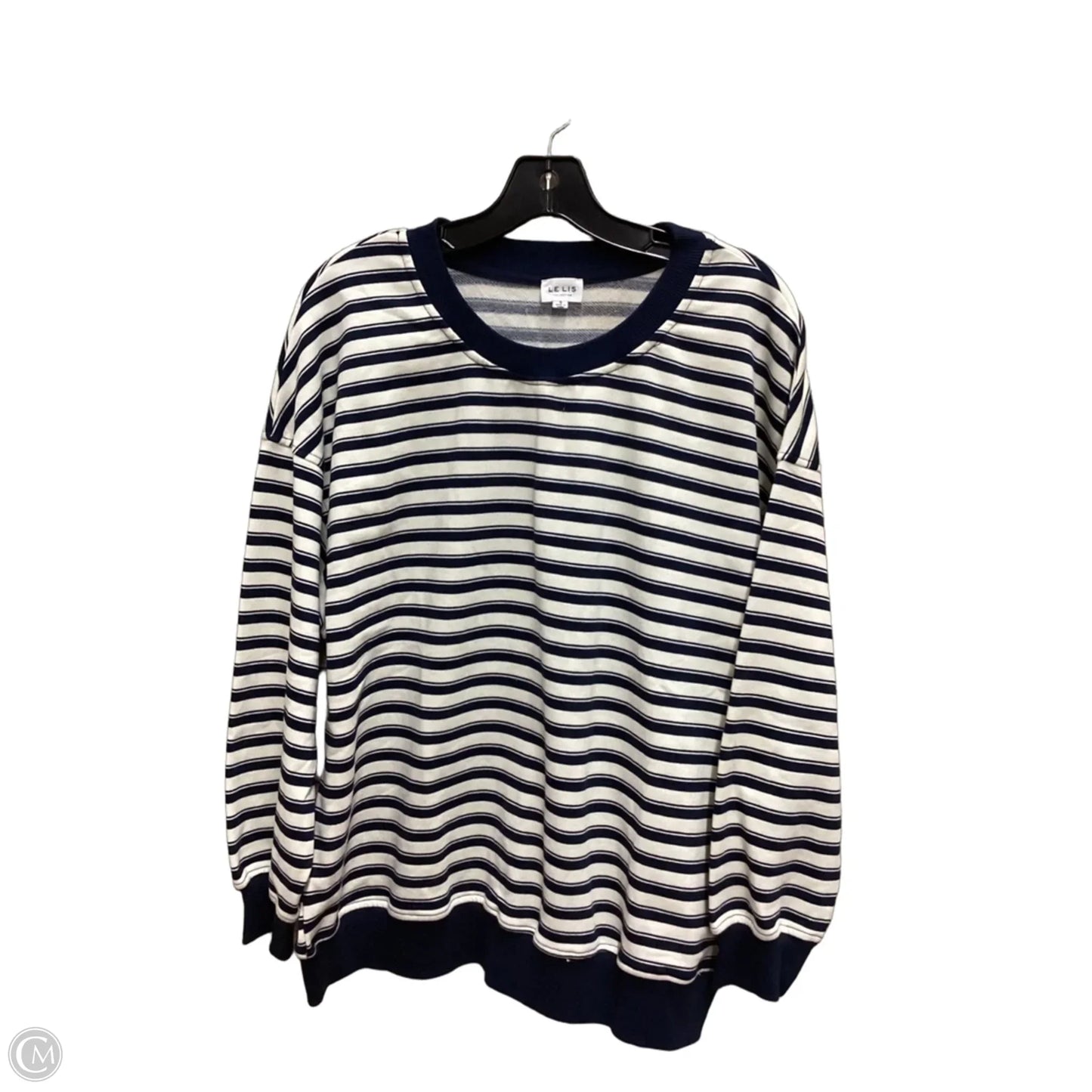 Sweatshirt Crewneck By Le Lis In Blue & White, Size: S