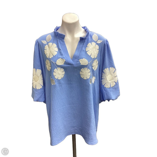 Top Short Sleeve By Oddi In Blue, Size: 3x