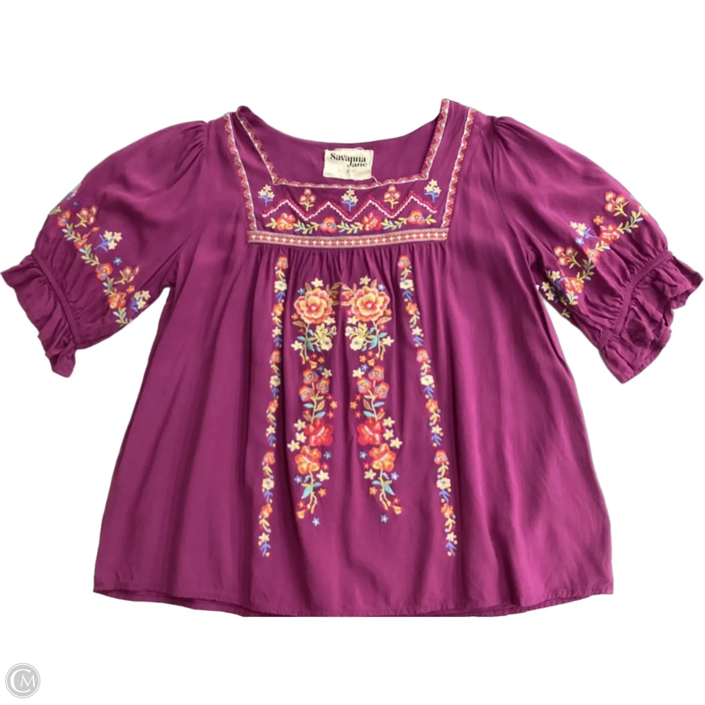Top Short Sleeve By Savanna Jane In Purple, Size: S