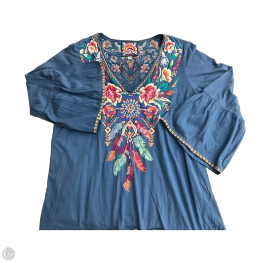 Top Long Sleeve By Johnny Was In Blue, Size: M