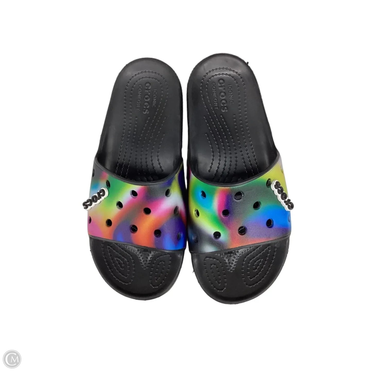 Sandals Flats By Crocs In Black, Size: 10