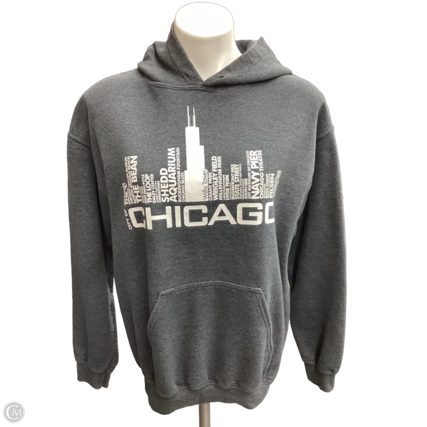 Sweatshirt Hoodie By Gildan In Grey, Size: M