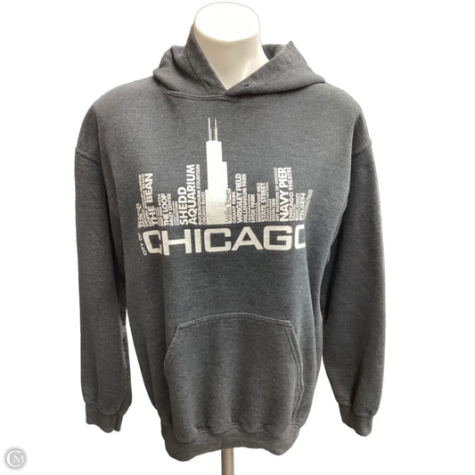 Sweatshirt Hoodie By Gildan In Grey, Size: M
