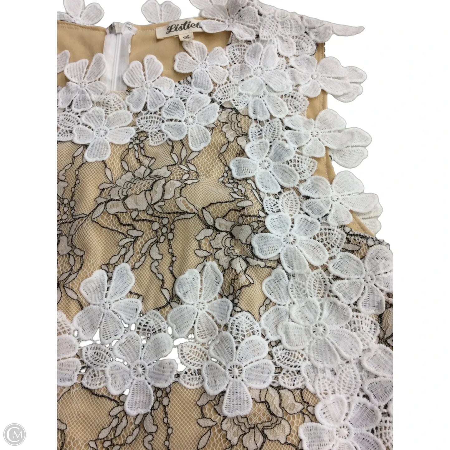 Top Sleeveless By Listicle In Tan & White, Size: L