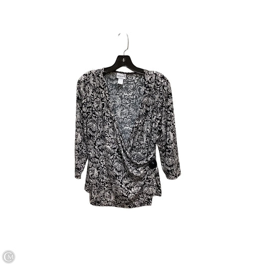 Blouse Long Sleeve By Chicos In Black & Cream, Size: L