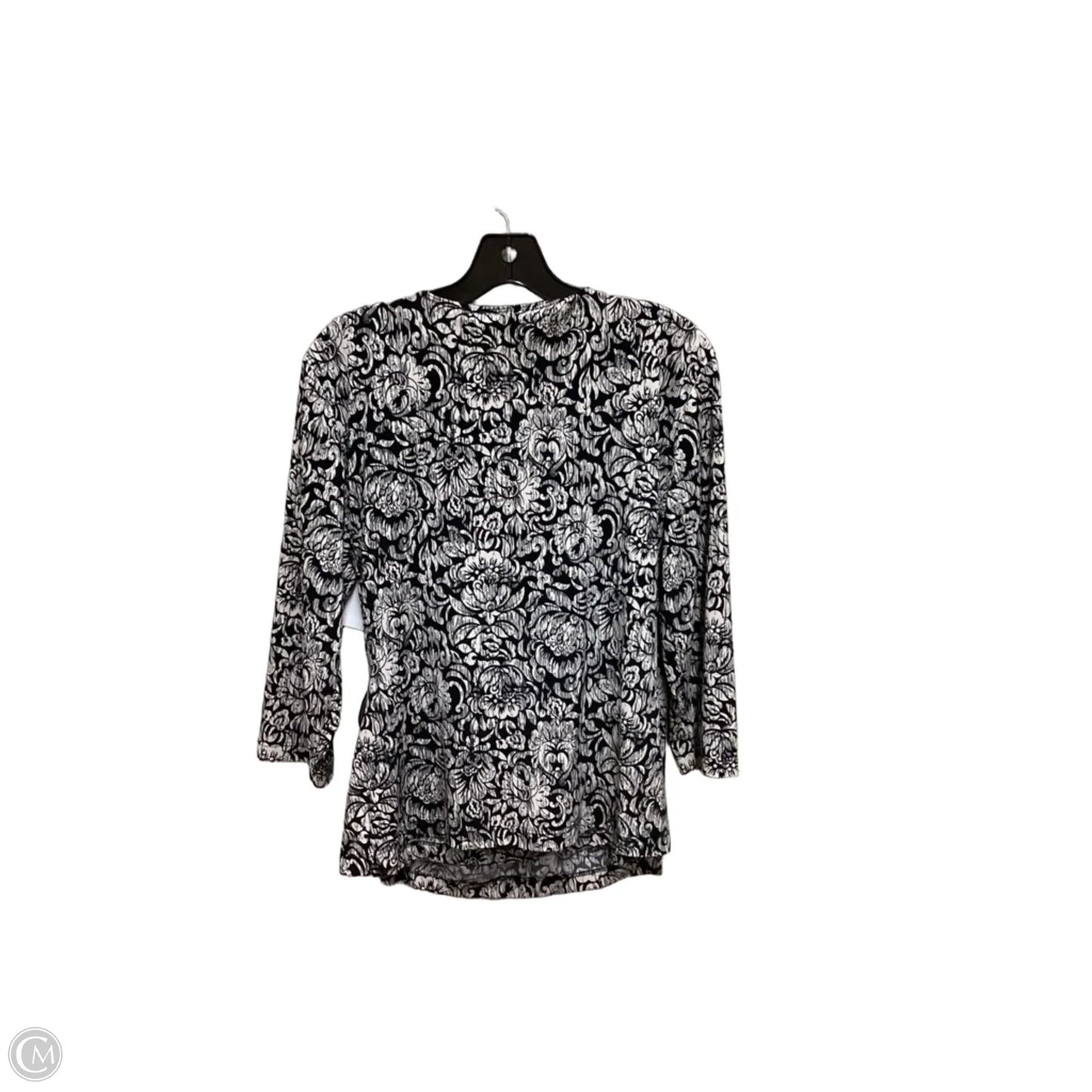 Blouse Long Sleeve By Chicos In Black & Cream, Size: L