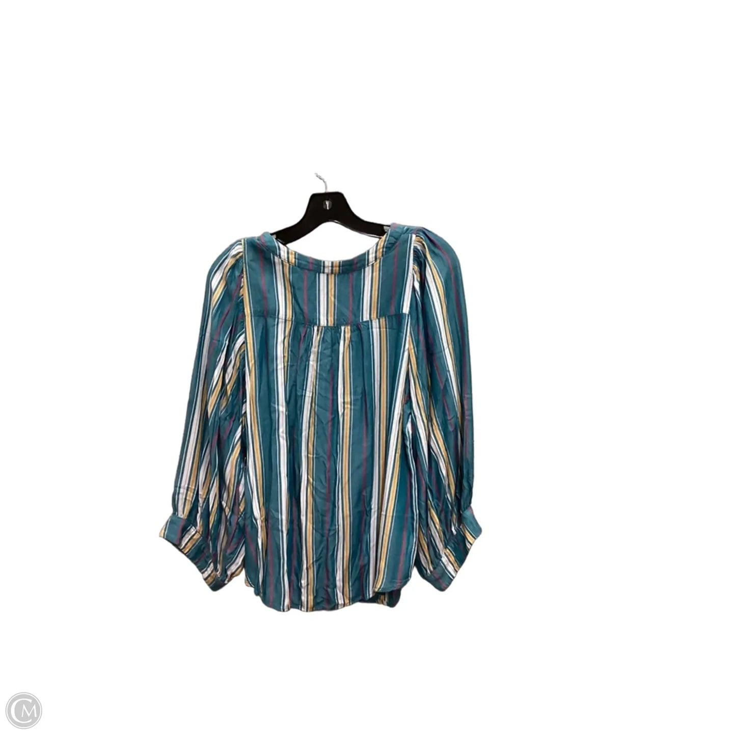 Blouse Long Sleeve By Anthropologie In Striped Pattern, Size: L