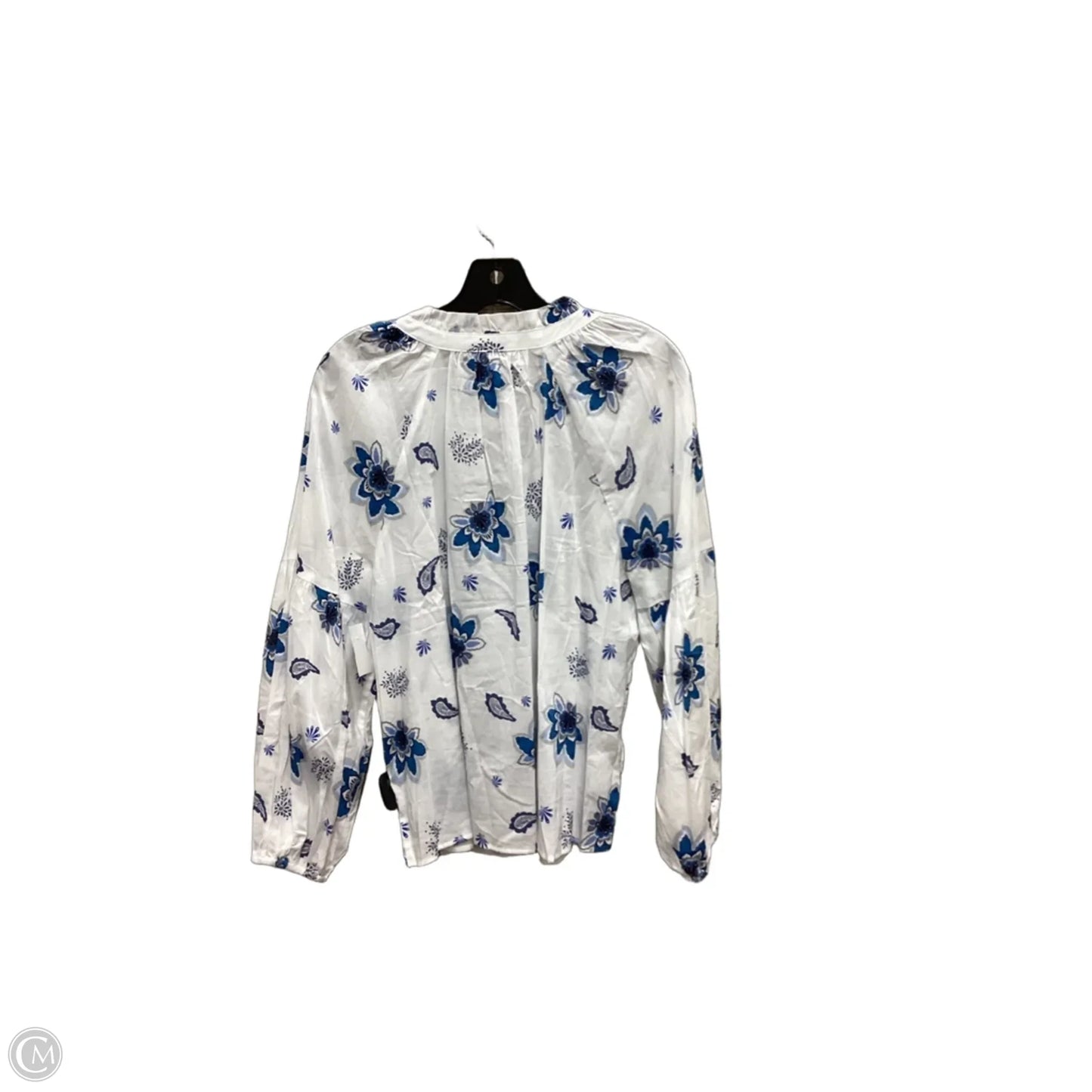 Top Long Sleeve By Loft In Blue & White, Size: L