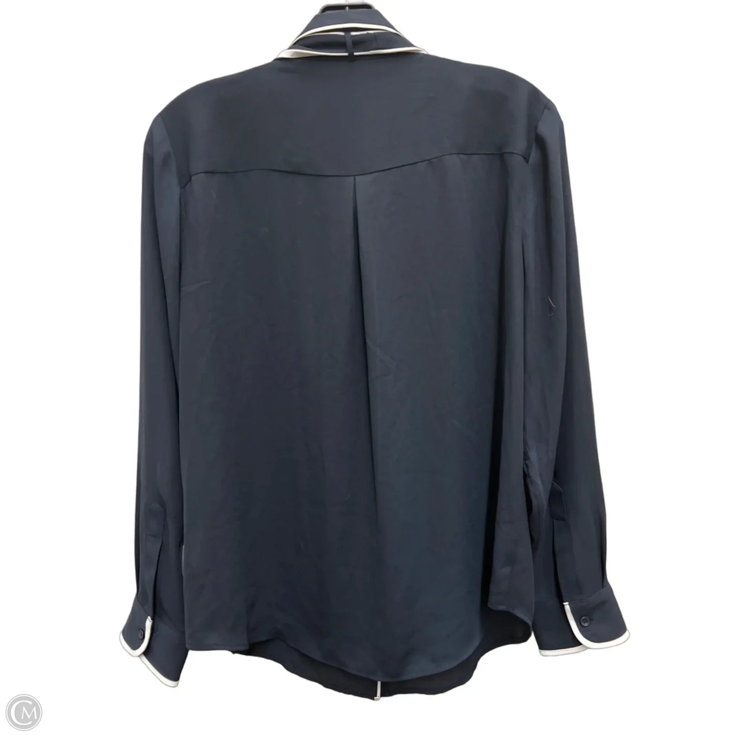 Blouse Long Sleeve By Dkny In Navy, Size: L