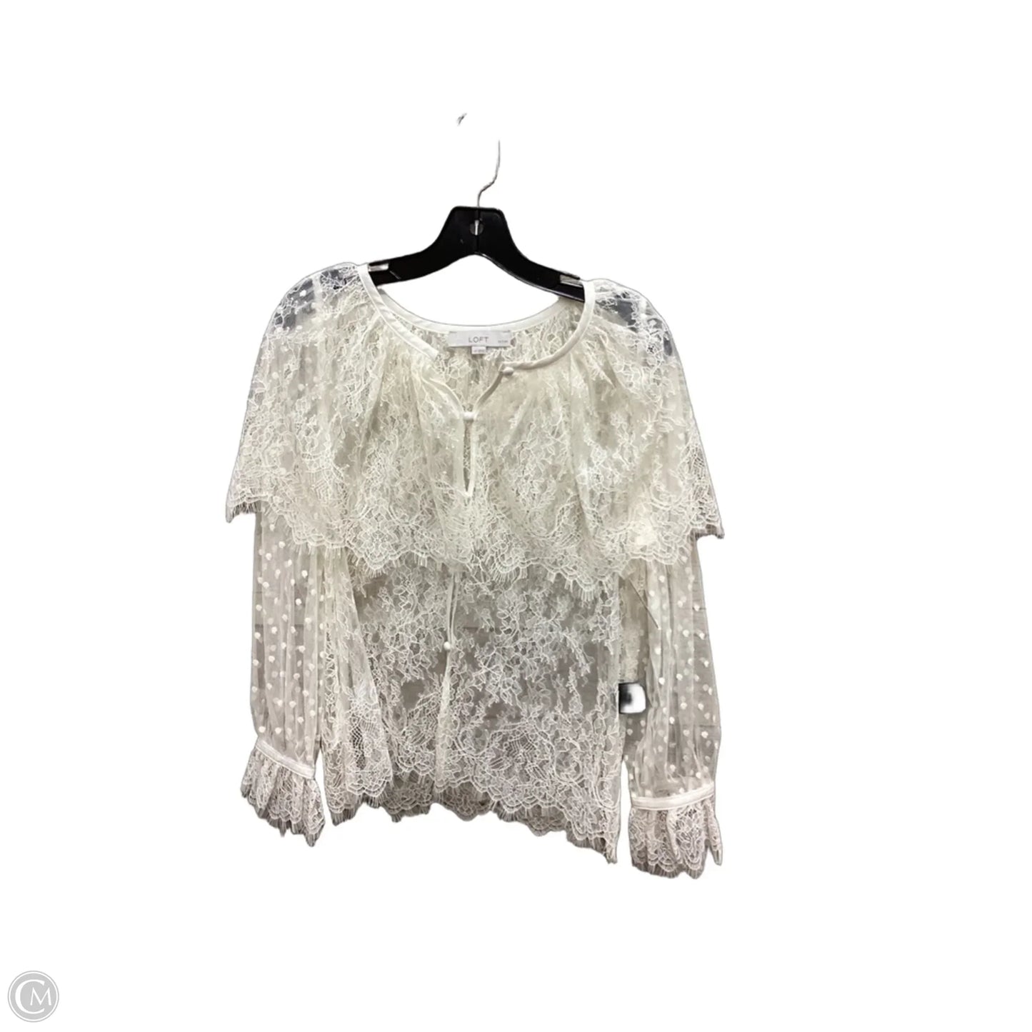Blouse Long Sleeve By Loft In Cream, Size: L