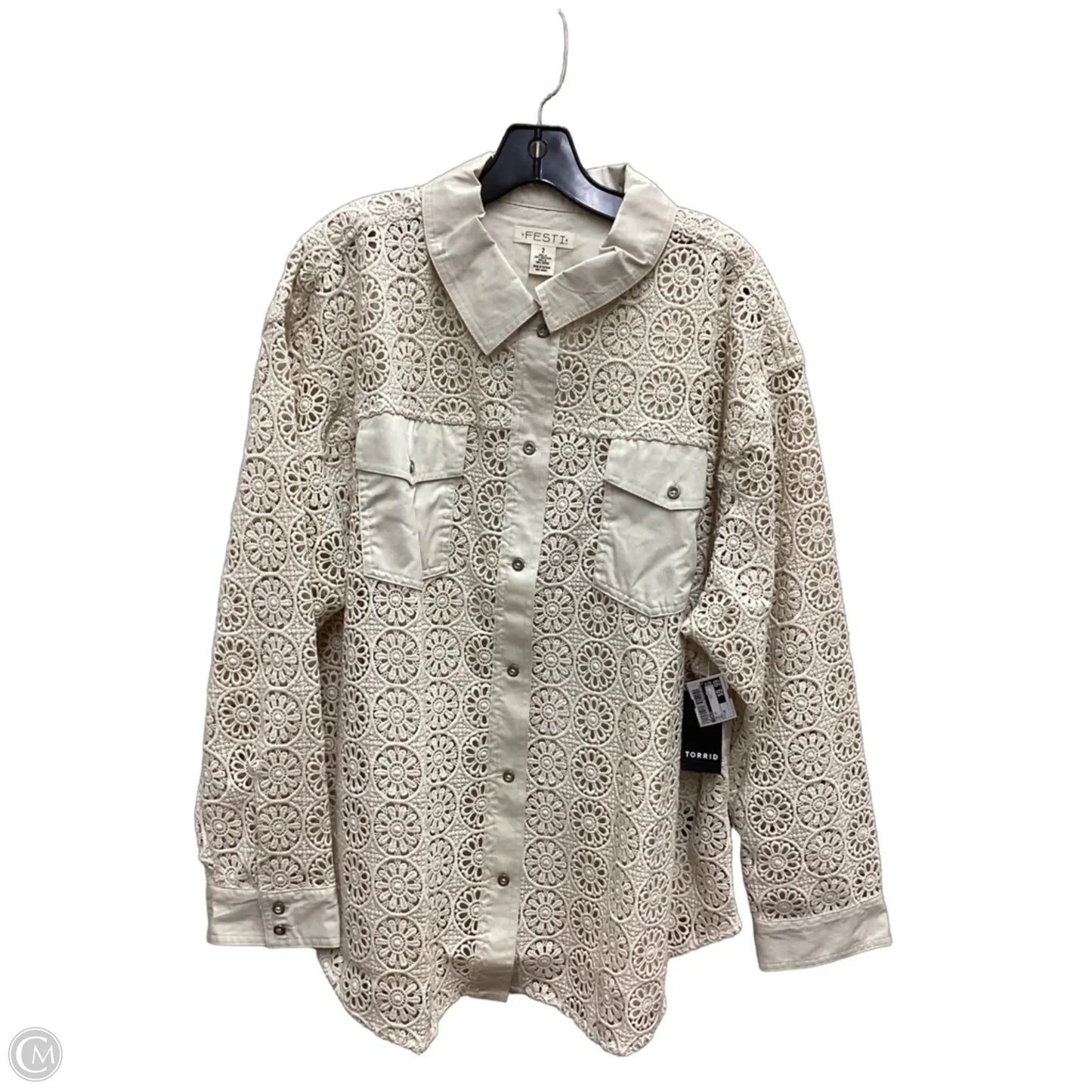 Top Long Sleeve By Torrid In Tan, Size: 2x