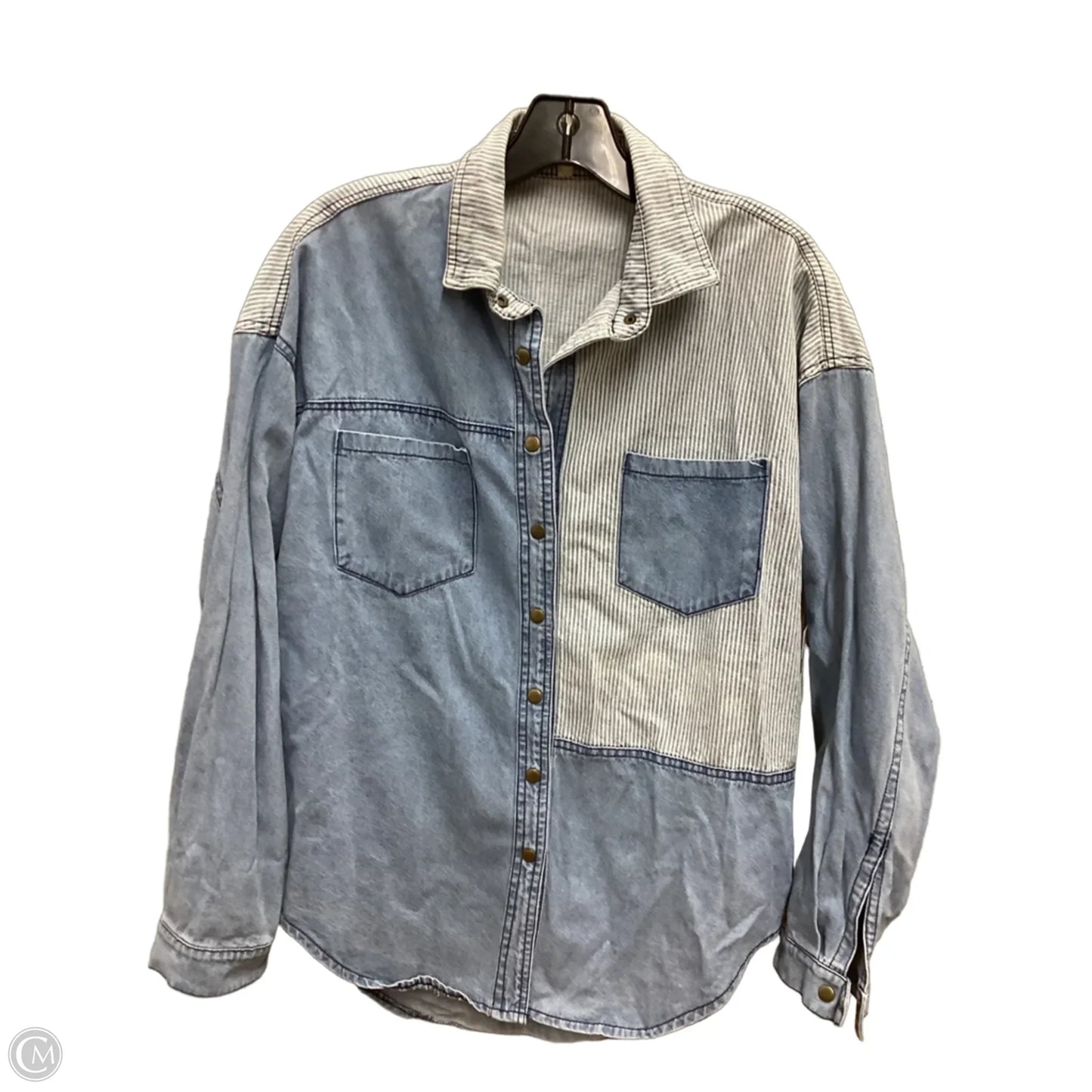 Top Long Sleeve By Gilded Intent In Blue Denim, Size: S