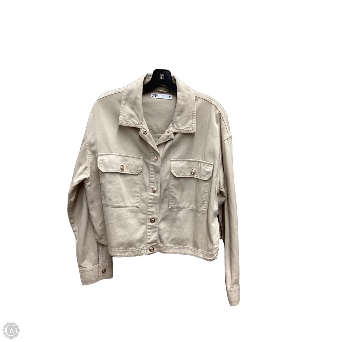 Jacket Denim By Zara In Tan Denim, Size: L