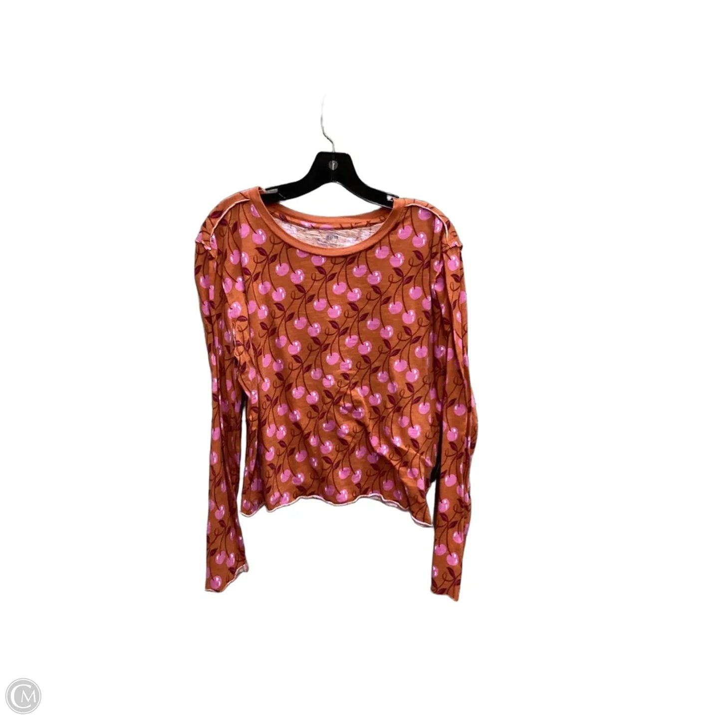 Top Long Sleeve By Anthropologie In Orange & Pink, Size: L