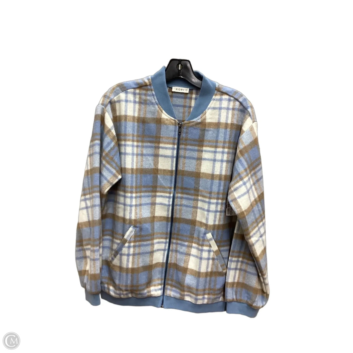 Jacket Fleece By Kori America In Plaid Pattern, Size: L