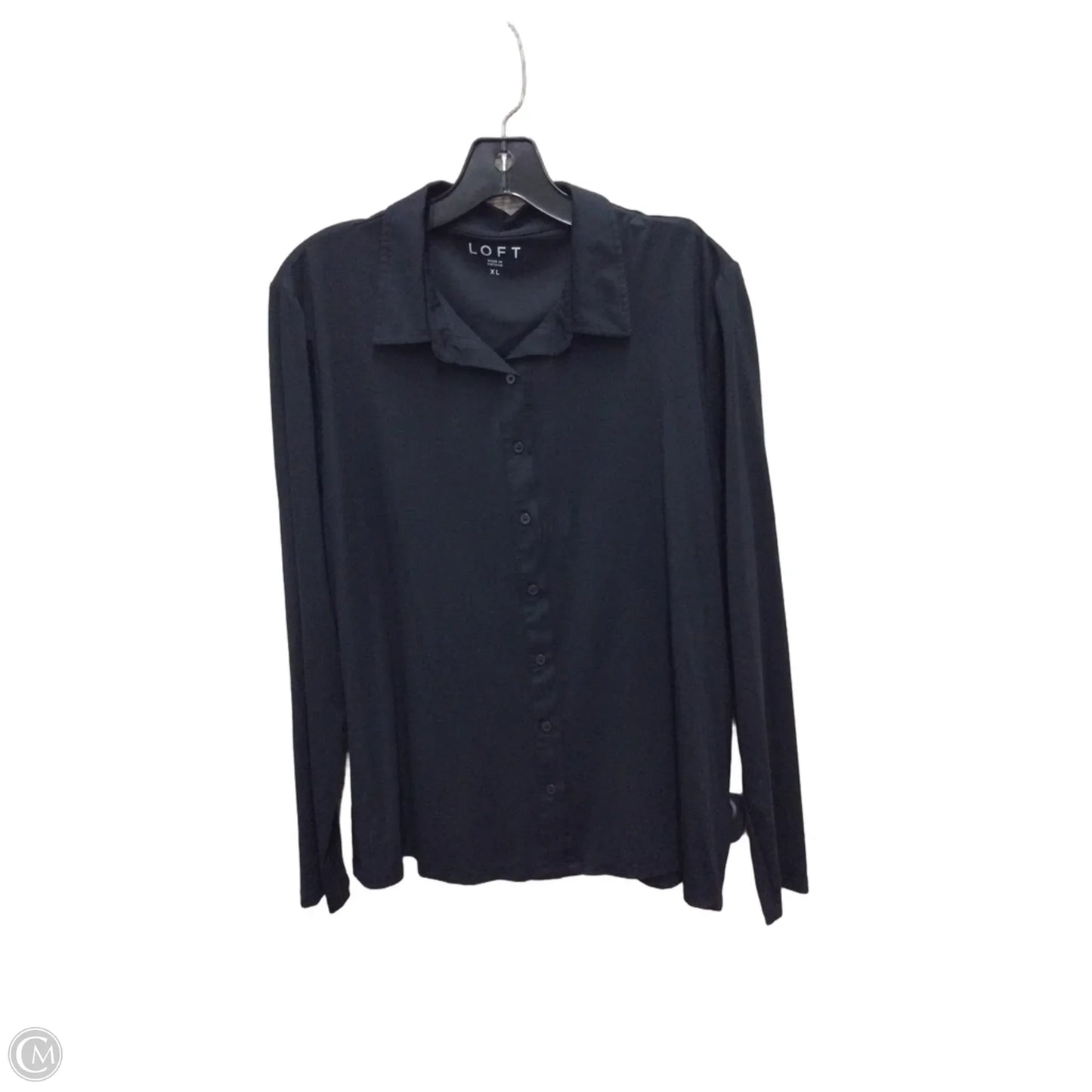 Blouse Long Sleeve By Loft In Black, Size: Xl