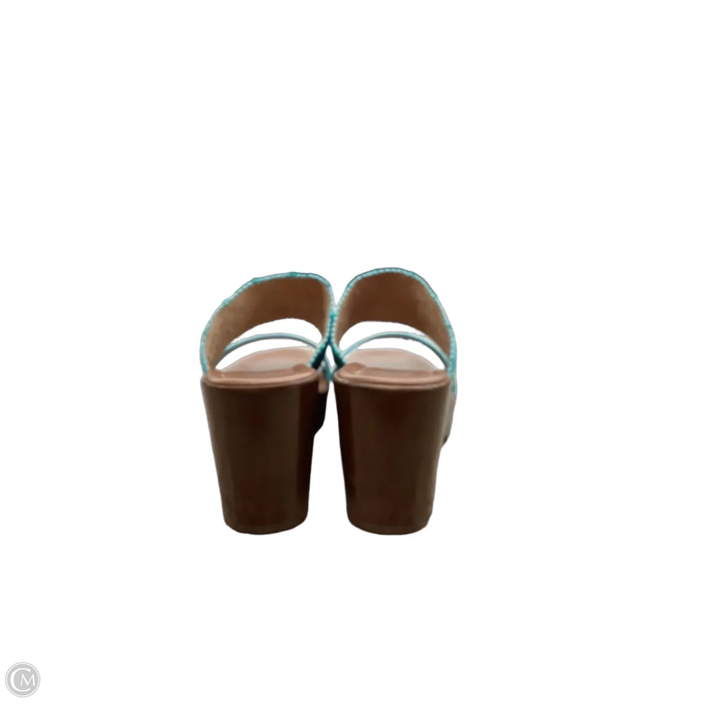 Sandals Heels Platform By Italian Shoemakers In Teal, Size: 8