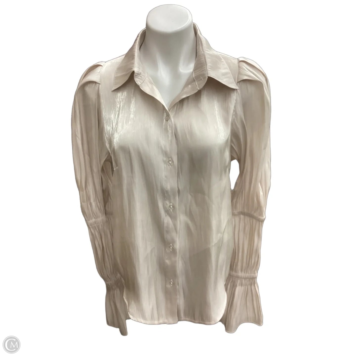 Blouse Long Sleeve By Clothes Mentor In Cream, Size: M