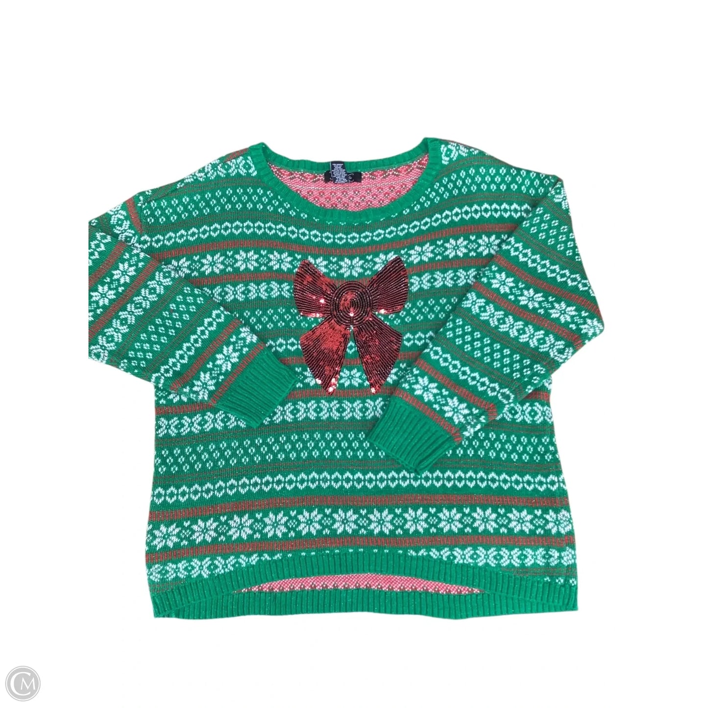 Sweater By Clothes Mentor In Green & Red, Size: 3x