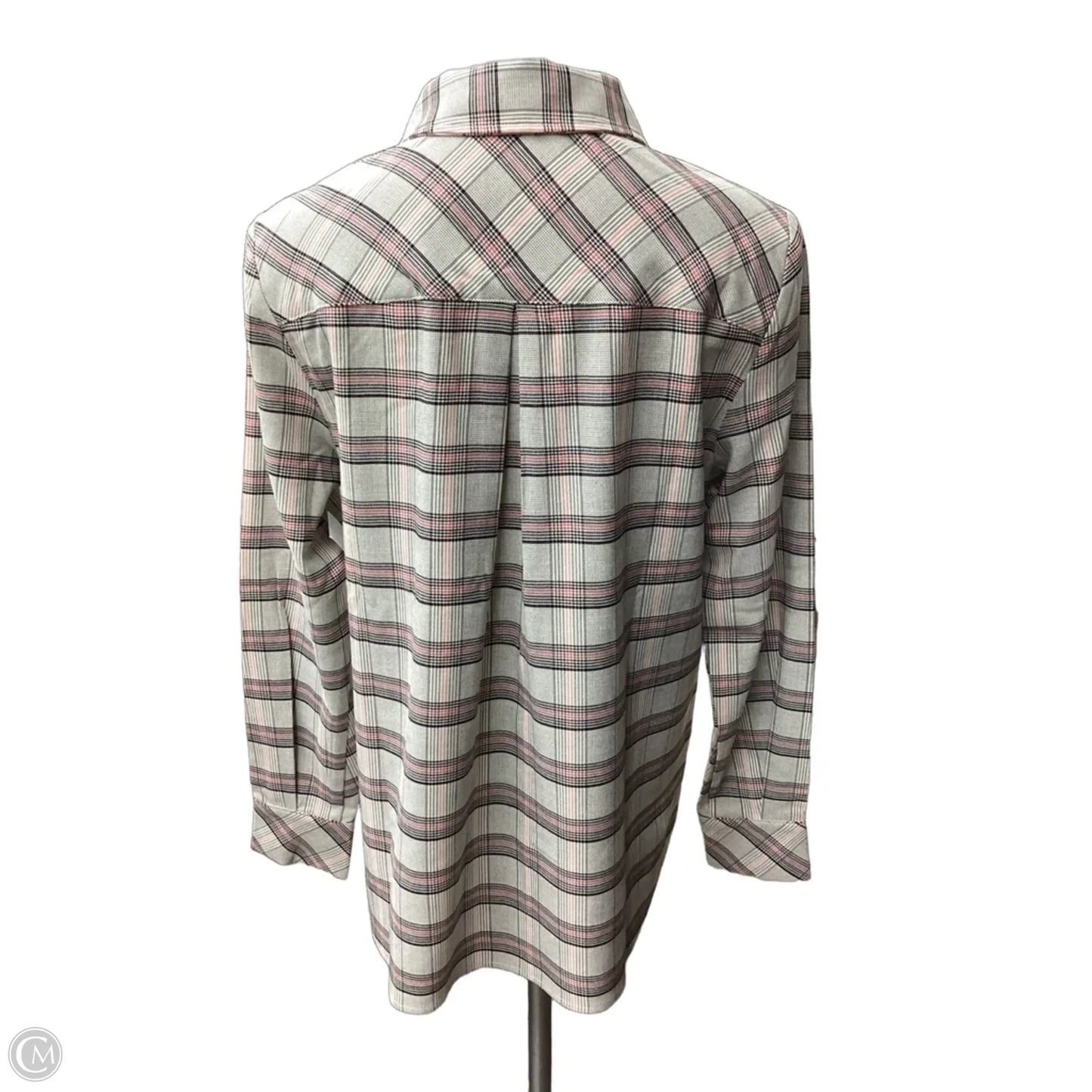 Blouse Long Sleeve By Cabi In Checkered Pattern, Size: S