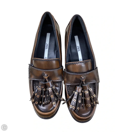 Shoes Flats By Zara In Bronze, Size: 7.5