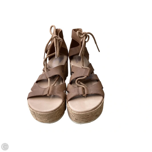 Sandals Heels Wedge By Sorel In Tan, Size: 9