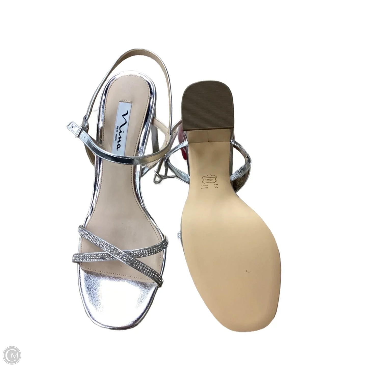 Sandals Heels Block By Nina In Silver, Size: 9