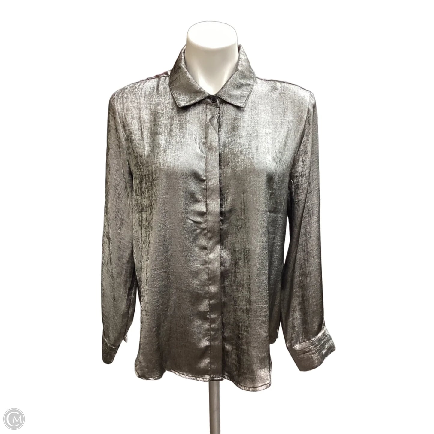 Blouse Long Sleeve By Evereve In Grey, Size: M