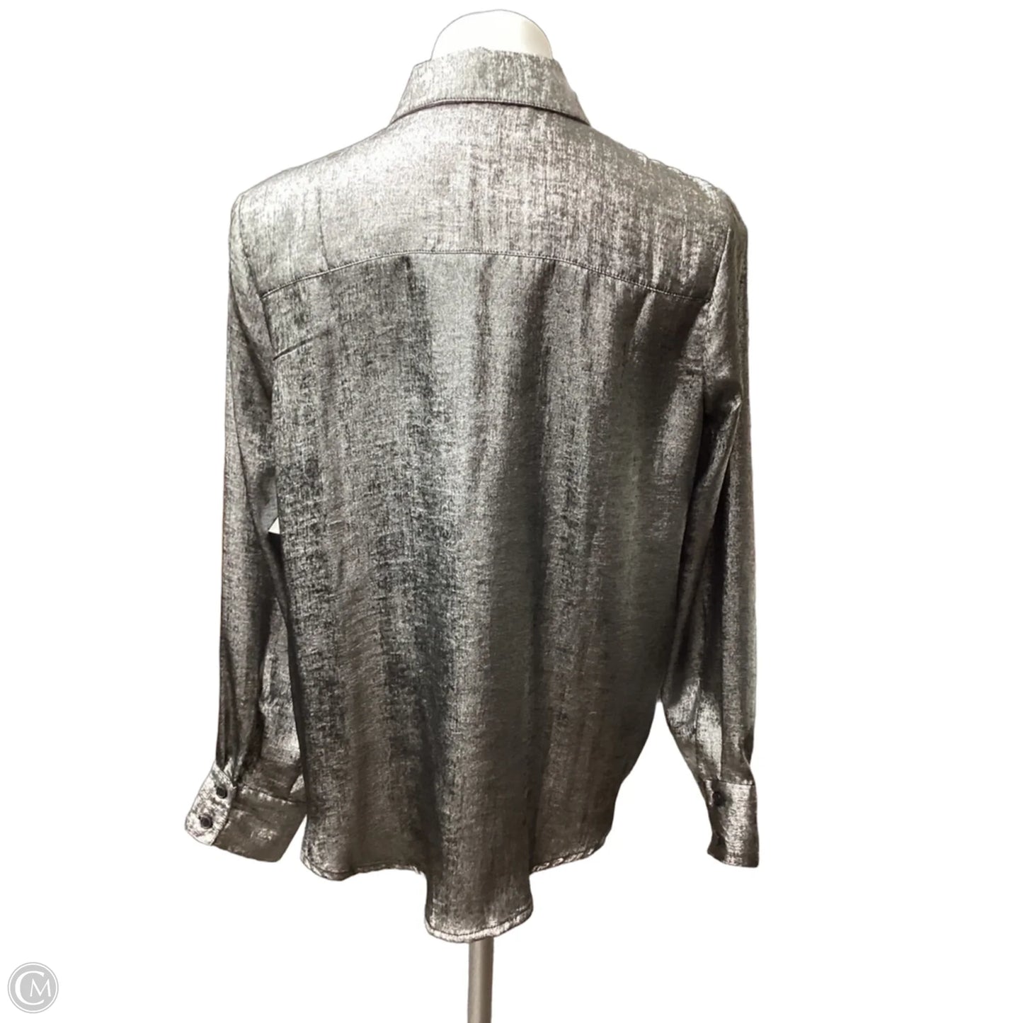 Blouse Long Sleeve By Evereve In Grey, Size: M