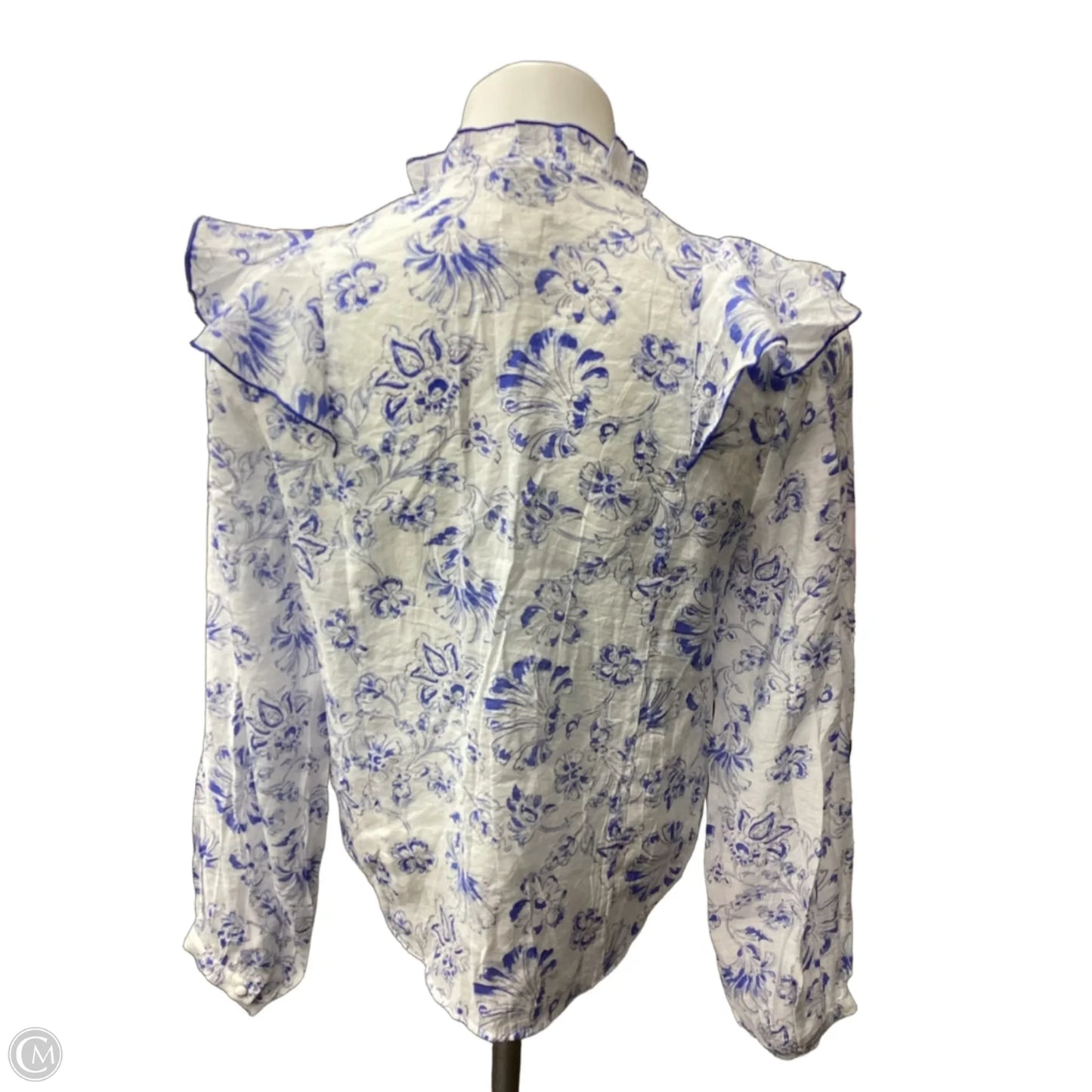 Blouse Long Sleeve By Industry In Blue, Size: S