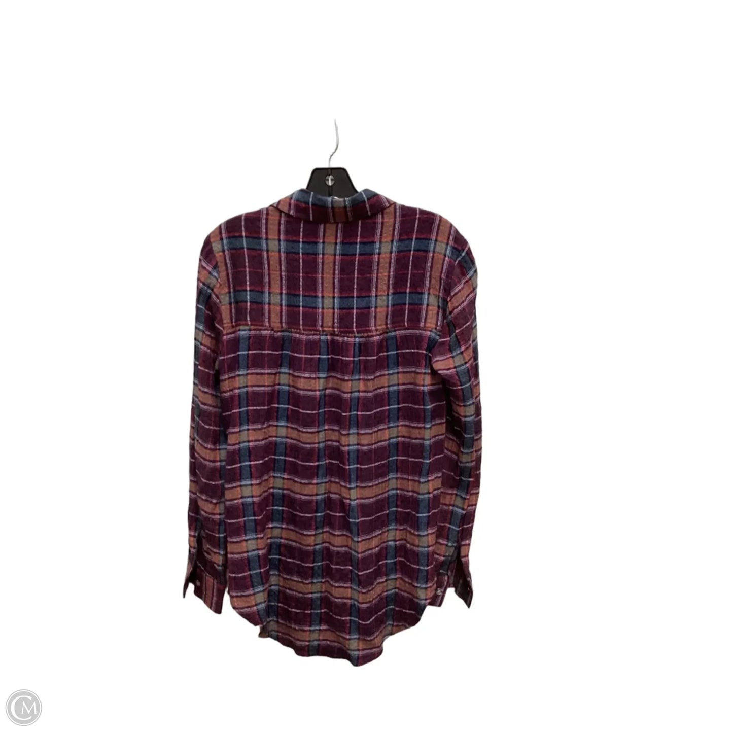 Blouse Long Sleeve By Beachlunchlounge In Plaid Pattern, Size: S