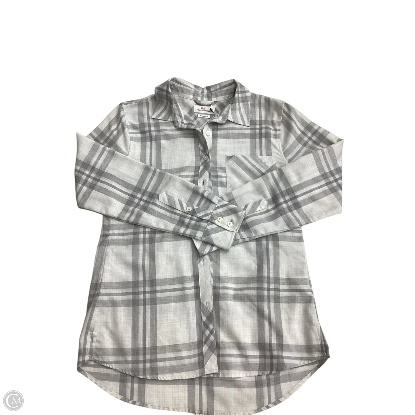 Blouse Long Sleeve By Vineyard Vines In Plaid Pattern, Size: 6