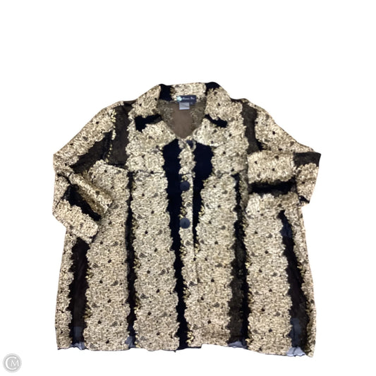 Blouse Short Sleeve By Clothes Mentor In Black & Gold, Size: L