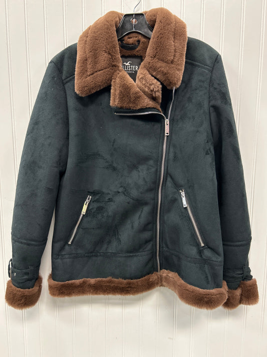 Coat Faux Fur & Sherpa By Hollister In Black & Brown, Size:Sp