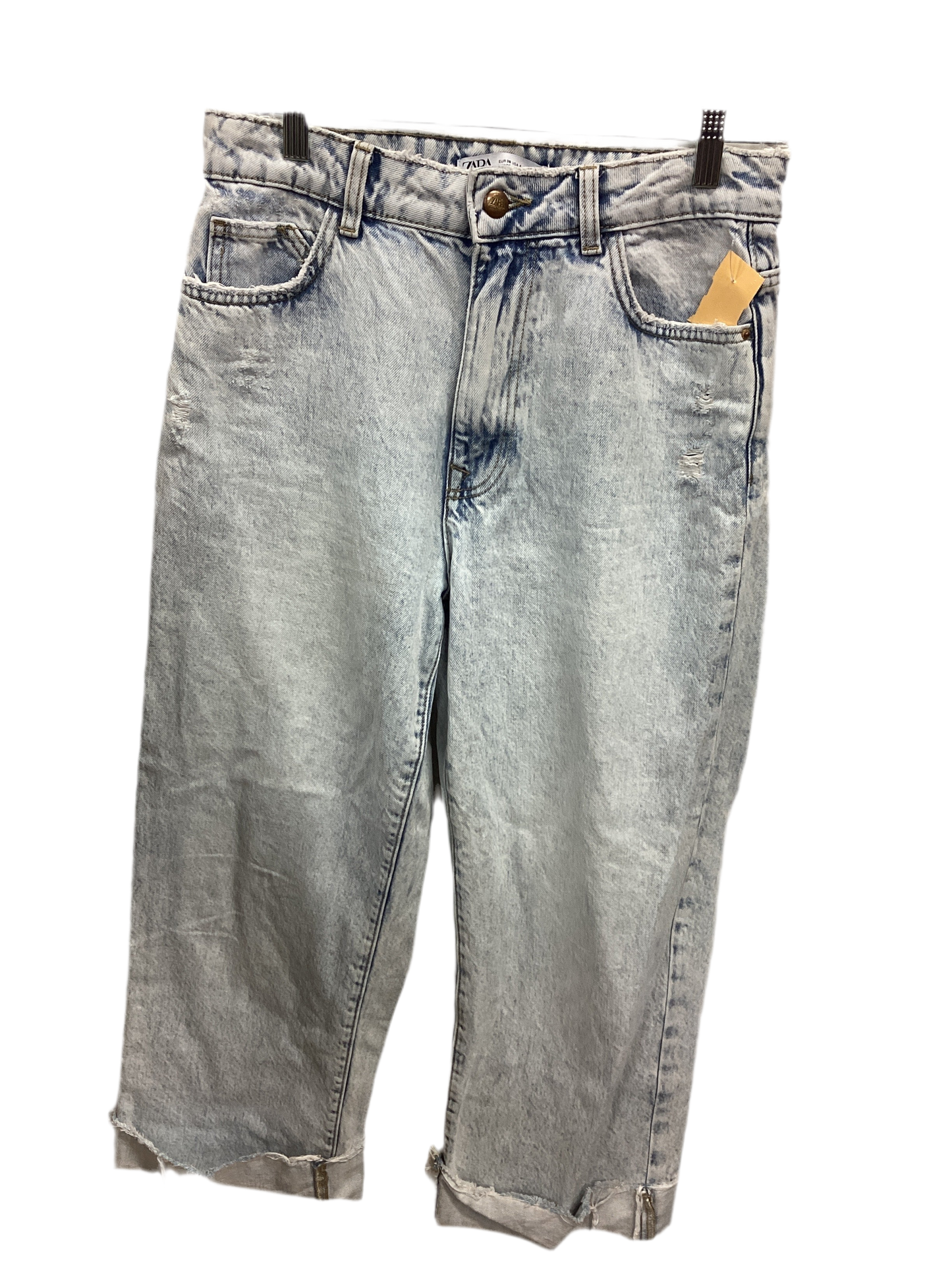 Jeans Straight By Zara In Blue Denim, Size:6