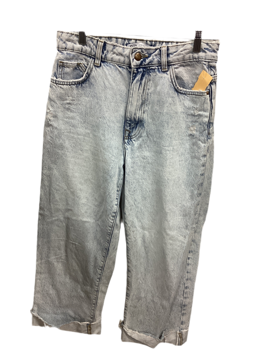 Jeans Straight By Zara In Blue Denim, Size:6