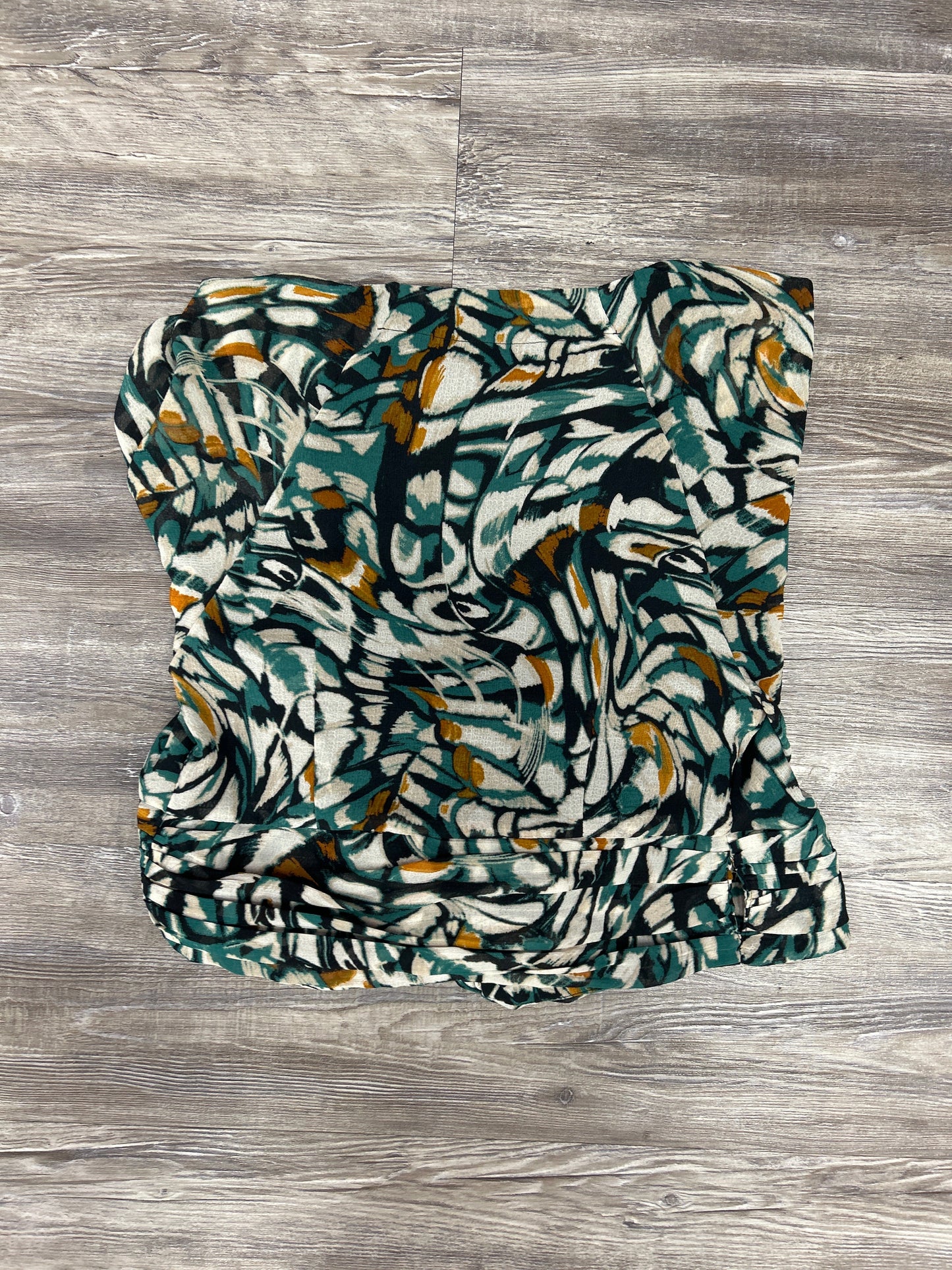 Top Short Sleeve By Anthropologie In Black & Green, Size: S