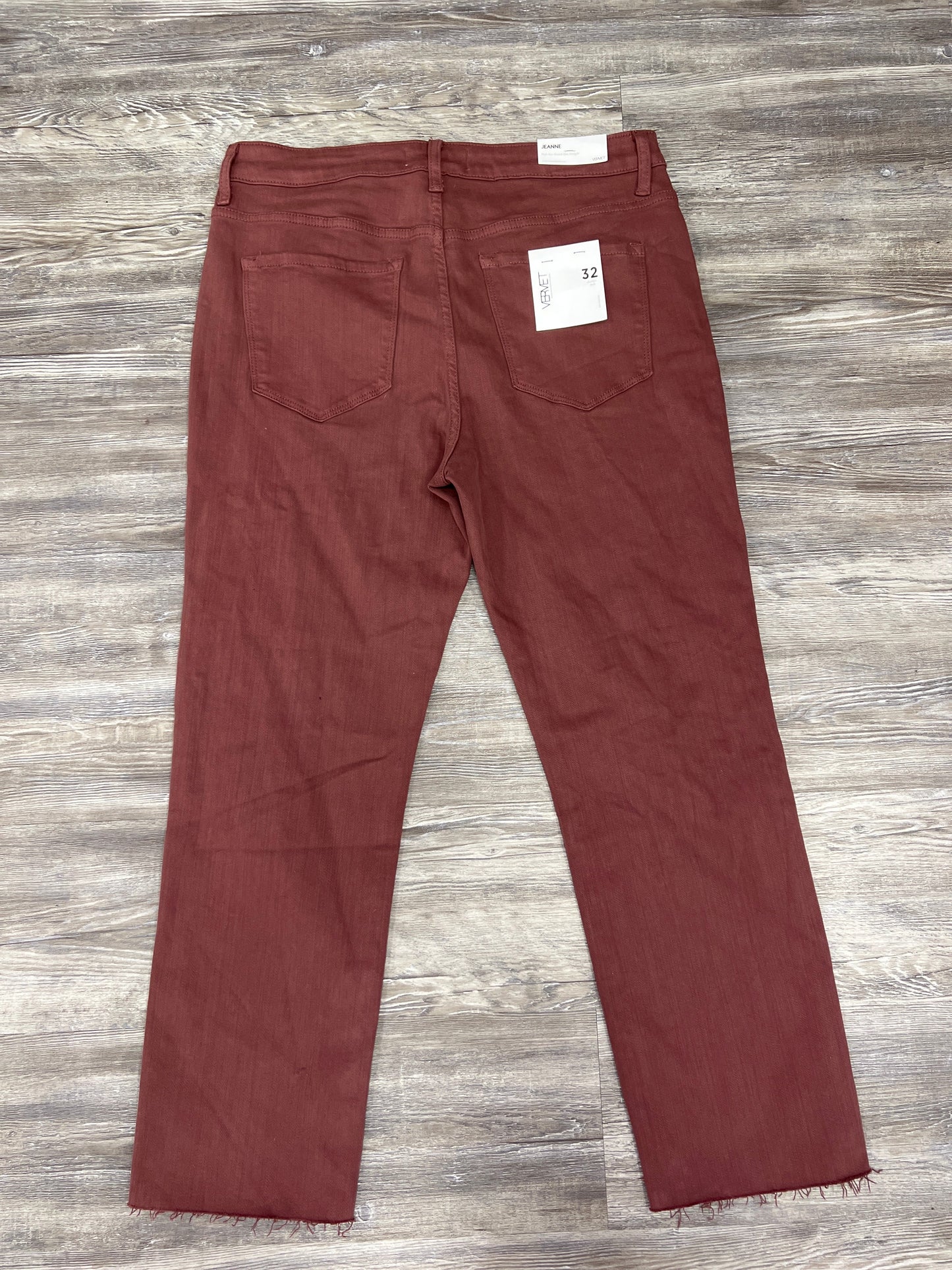 Red Denim Jeans Straight Vervet, Size 14