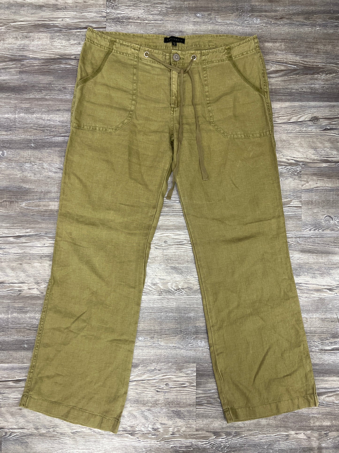 Green Pants Linen Sanctuary, Size 30